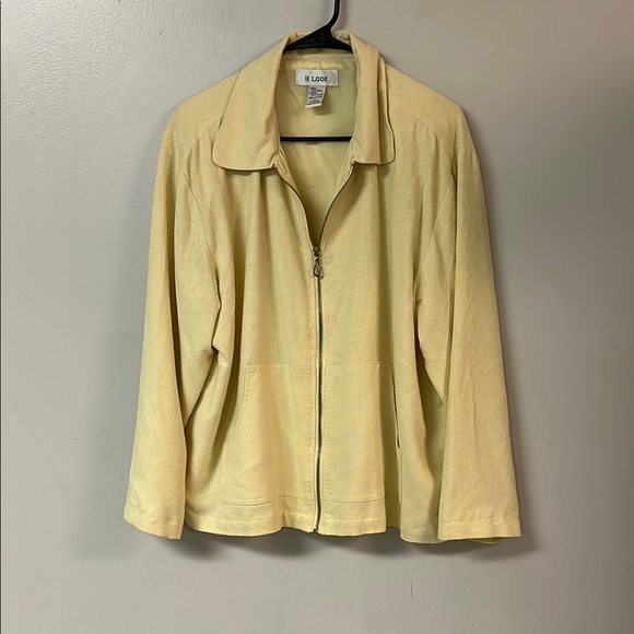Yellow Utility Jacket with Notched Lapel and Relaxed Fit 100% Silk - Picture 1 of 4